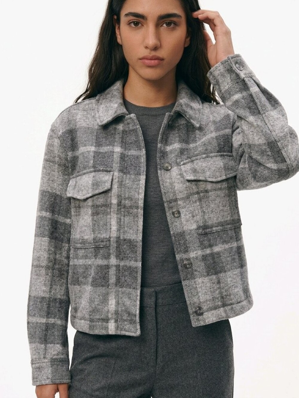 Old Nay Women's Gray Plaid Jacket